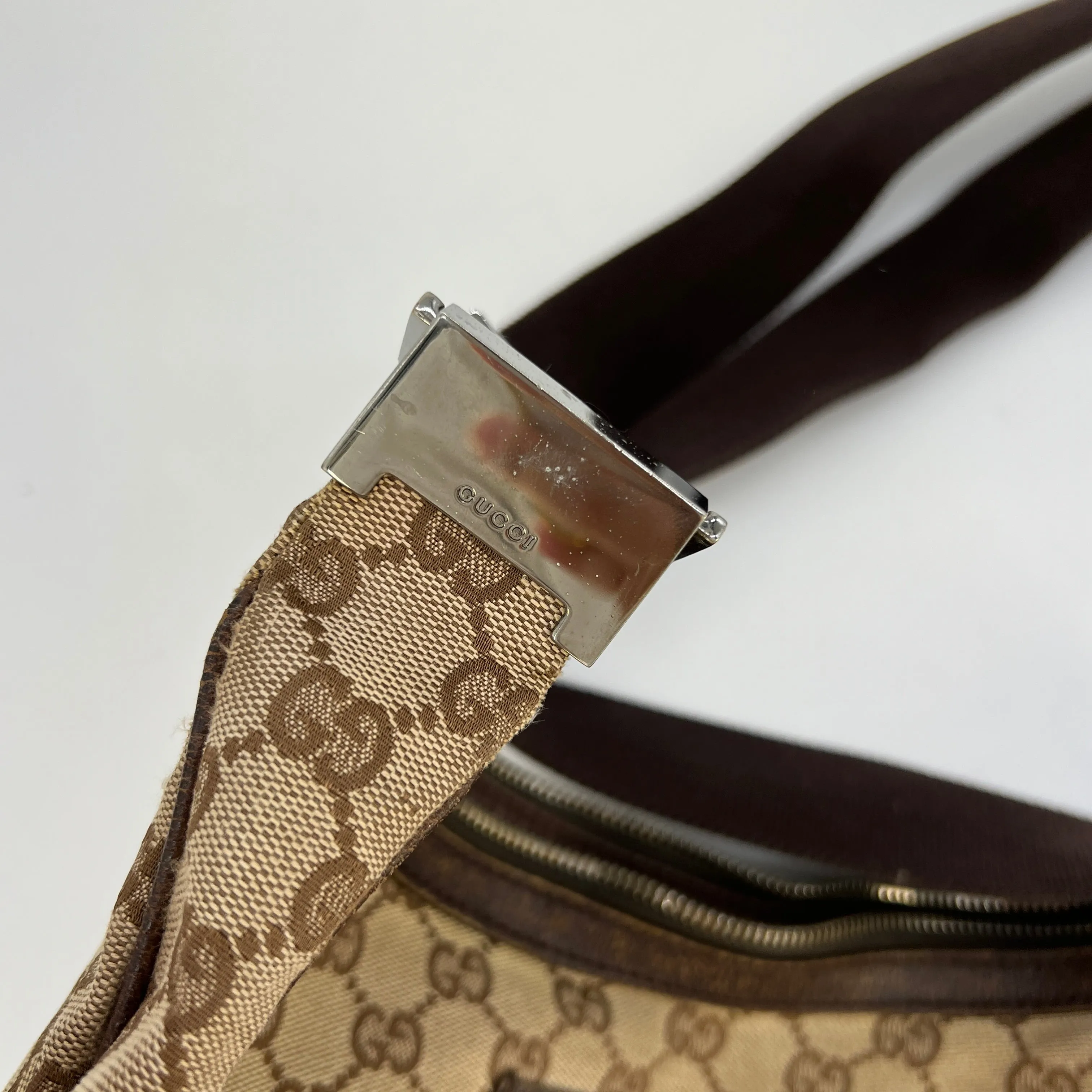 Gucci Shoulder Monogram Brown Canvas Hobo Bag [Guaranteed Authentic]