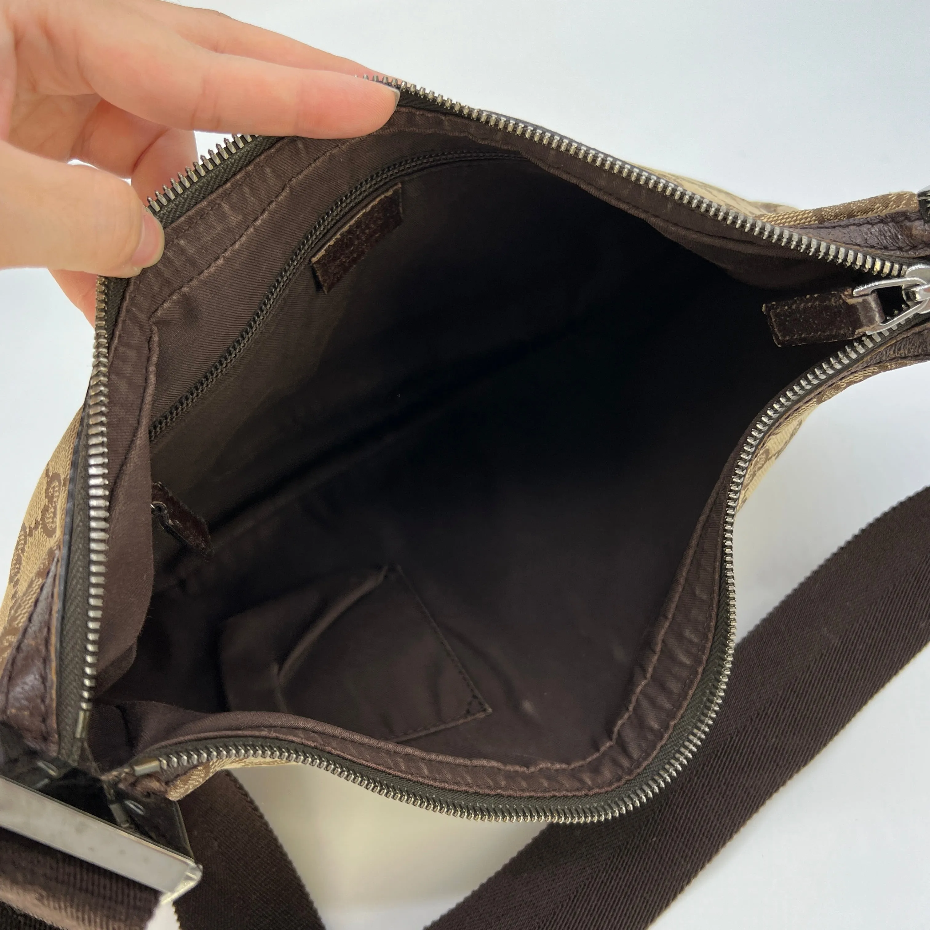 Gucci Shoulder Monogram Brown Canvas Hobo Bag [Guaranteed Authentic]