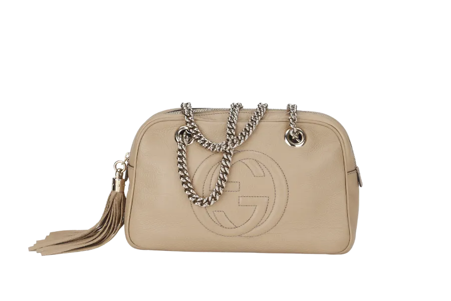 GUCCI SOHO CHAIN SHOULDER BAG SMALL CALFSKIN SILVER HARDWARE (308983 520981)&nbsp; WITH DUST COVER