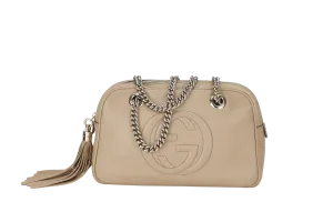 GUCCI SOHO CHAIN SHOULDER BAG SMALL CALFSKIN SILVER HARDWARE (308983 520981)&nbsp; WITH DUST COVER