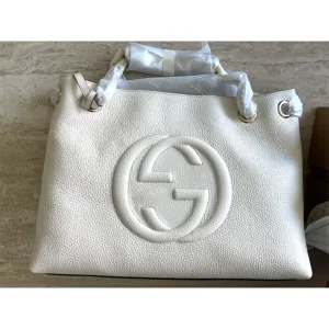 Gucci Soho Ivoire Ivory Gold White Hobo Leather Shoulder Bag Handbag Purse New