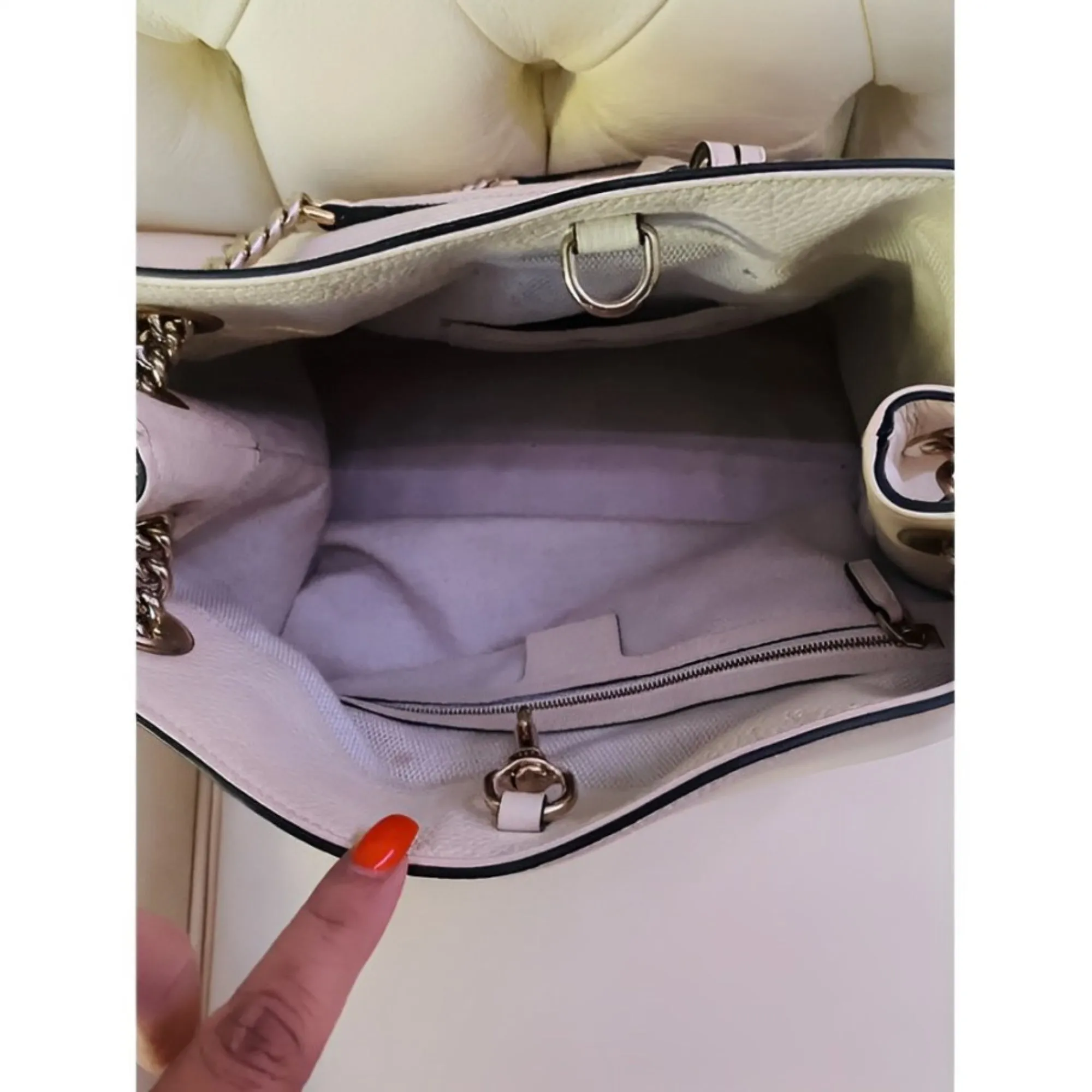 Gucci Soho Ivoire Ivory Gold White Hobo Leather Shoulder Bag Handbag Purse New