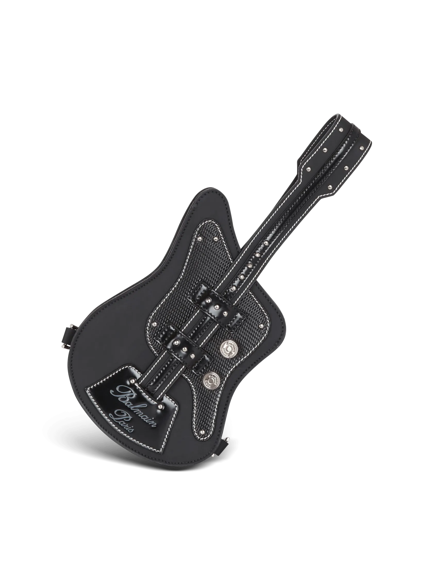 Guitar rubber-effect leather clutch