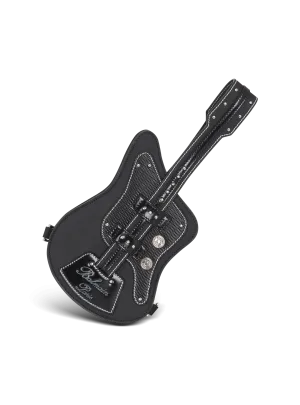 Guitar rubber-effect leather clutch