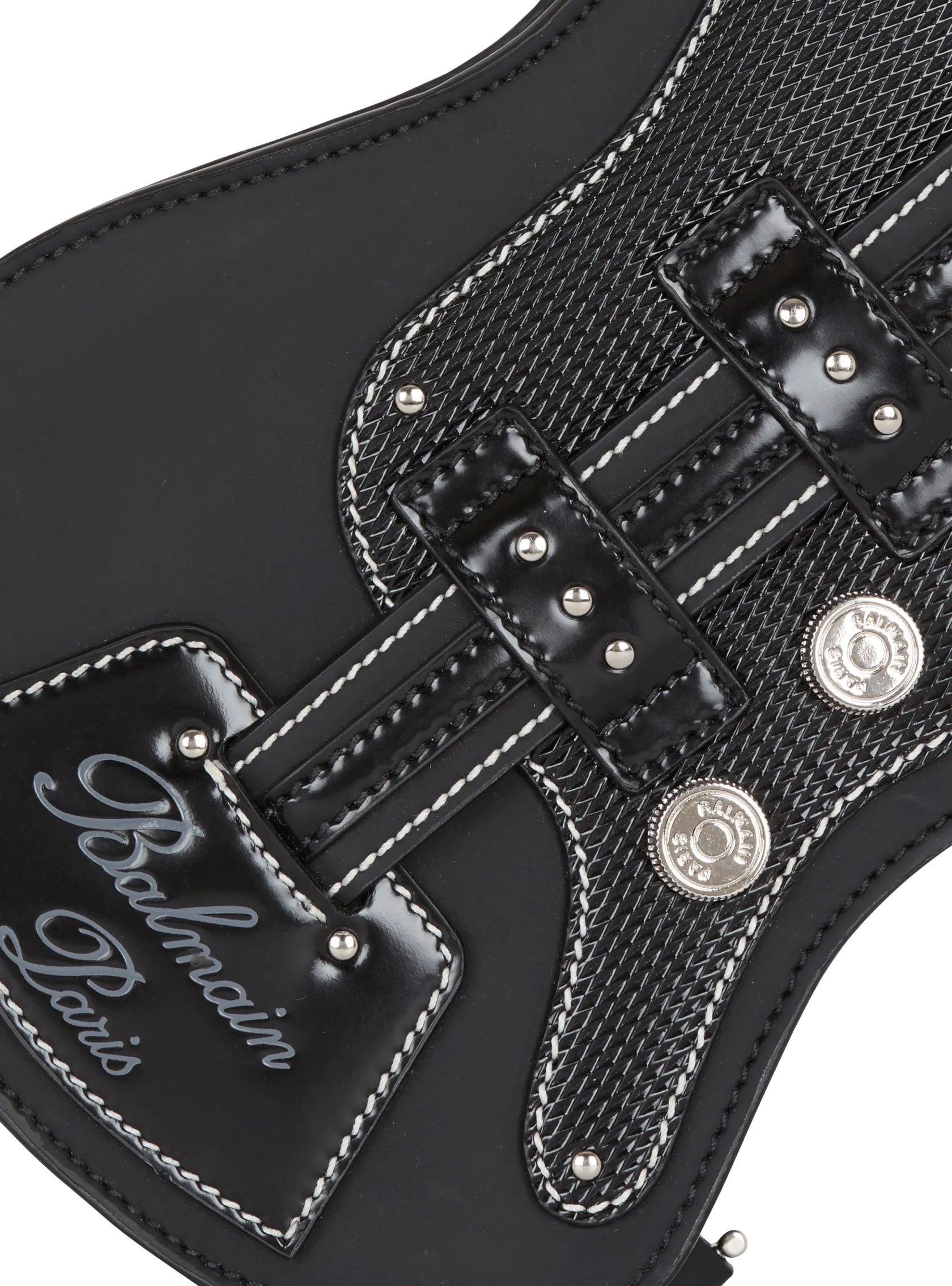 Guitar rubber-effect leather clutch