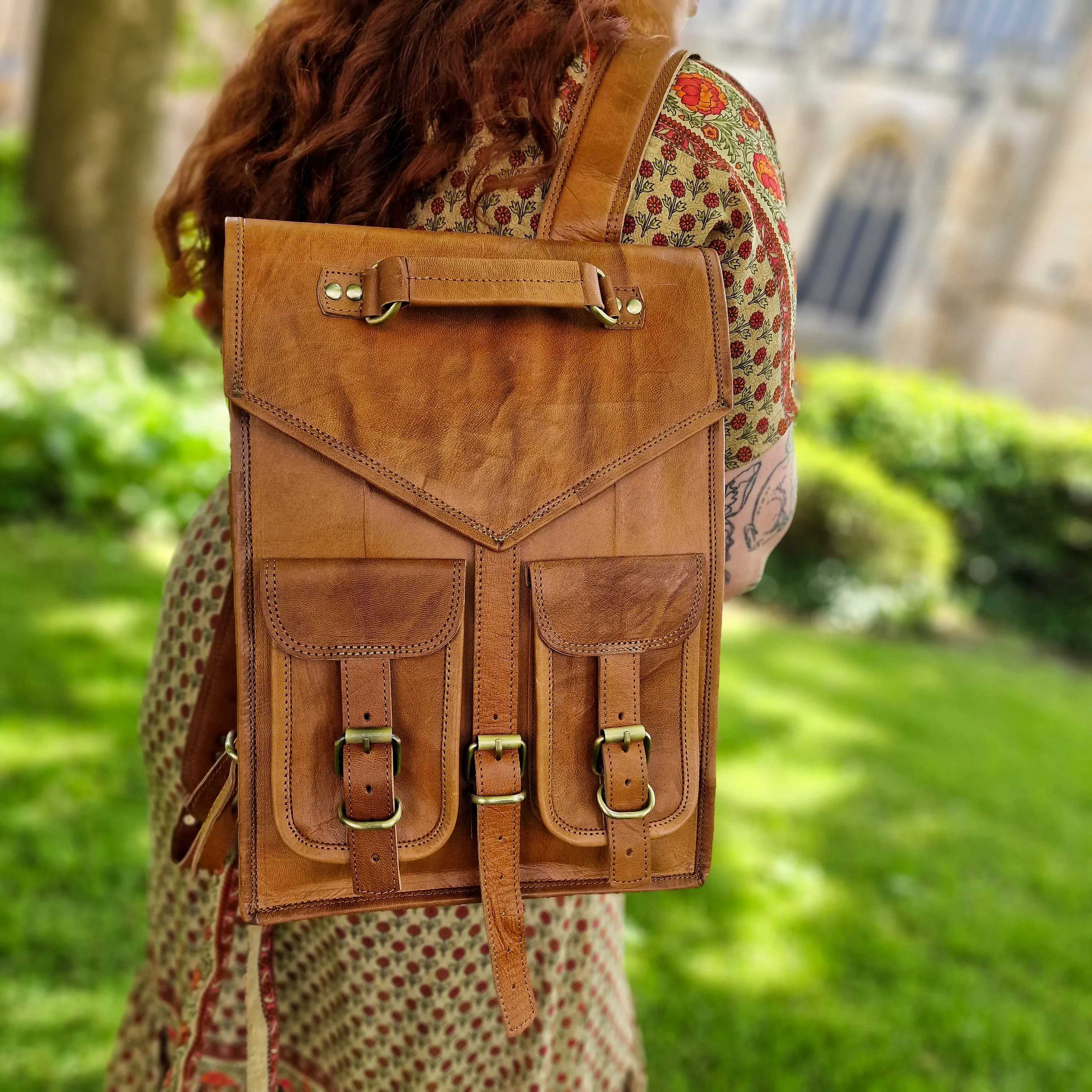 Handmade Four Pocket Leather Backpack