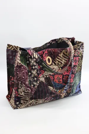 Handmade Square 1970's Batik Tote Bag From Recycled Fabric