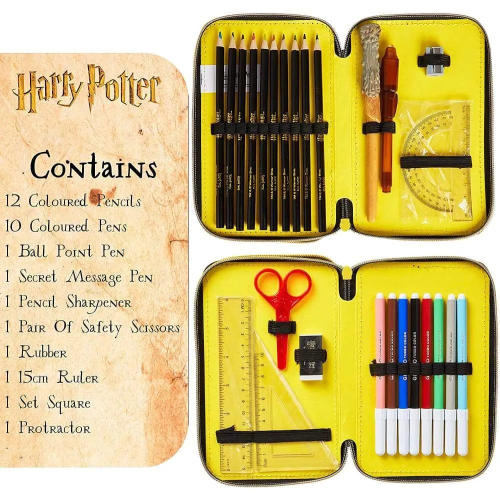 Harry Potter Double Filled Pencil Case, Secret Light Pen for Girls Boys Teens