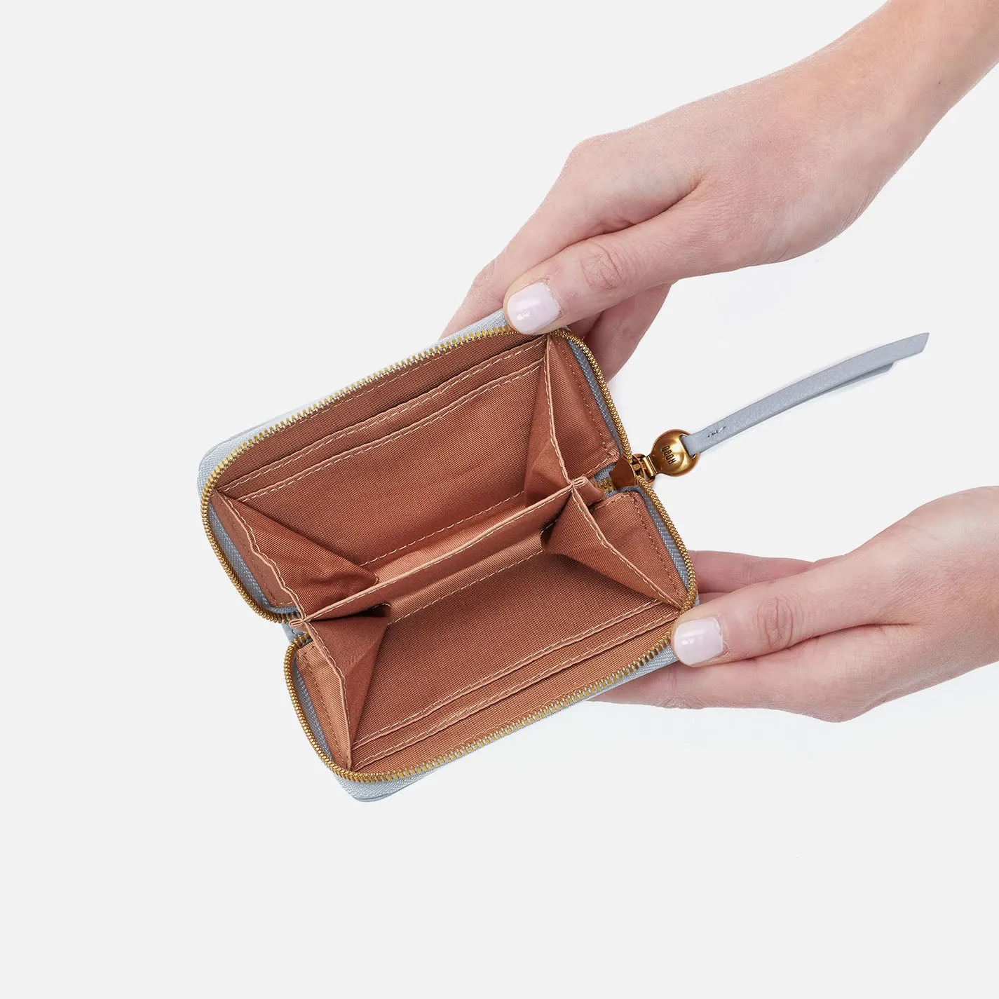 Hart Card Case In Pebbled Leather - Blue Pearl