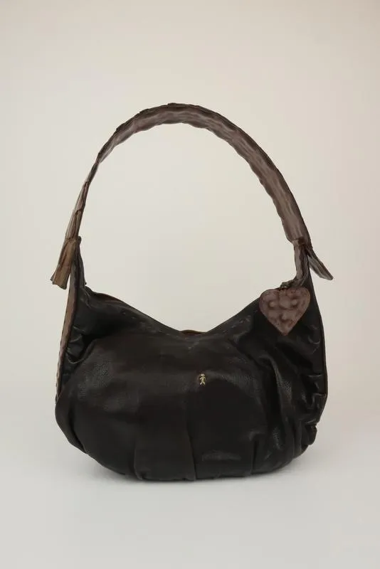 Henry Beguelin Hobo Dark Brown Leather & Alligator Small Shoulder Bag
