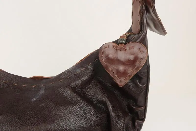 Henry Beguelin Hobo Dark Brown Leather & Alligator Small Shoulder Bag