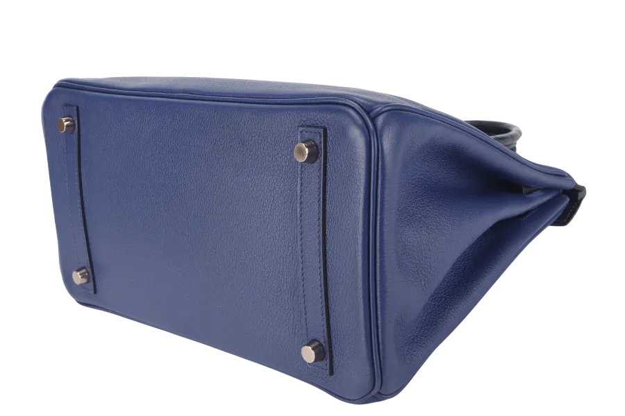 HERMES BIRKIN 30 STAMP C (YEAR 2018) TOUCH BLUE MARINE BLUE SAPPHIRE MATTE ALLIGATOR-NOVILLO LEATHER GOLD HARDWARE WITH KEYS,LOCK, RAINCOAT AND DUST COVER
