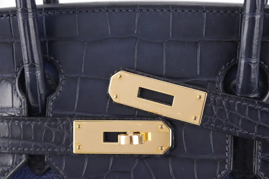 HERMES BIRKIN 30 STAMP C (YEAR 2018) TOUCH BLUE MARINE BLUE SAPPHIRE MATTE ALLIGATOR-NOVILLO LEATHER GOLD HARDWARE WITH KEYS,LOCK, RAINCOAT AND DUST COVER