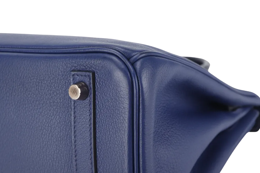 HERMES BIRKIN 30 STAMP C (YEAR 2018) TOUCH BLUE MARINE BLUE SAPPHIRE MATTE ALLIGATOR-NOVILLO LEATHER GOLD HARDWARE WITH KEYS,LOCK, RAINCOAT AND DUST COVER
