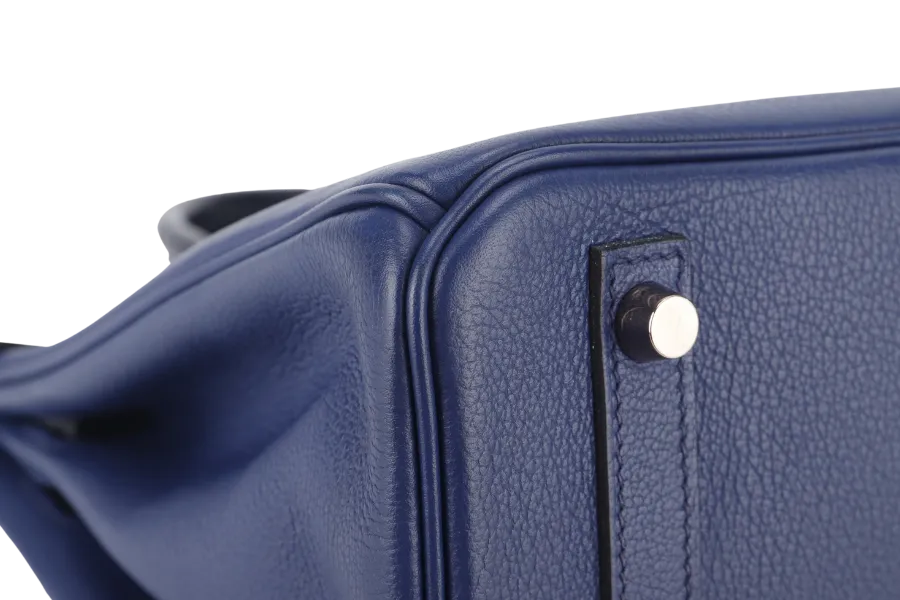 HERMES BIRKIN 30 STAMP C (YEAR 2018) TOUCH BLUE MARINE BLUE SAPPHIRE MATTE ALLIGATOR-NOVILLO LEATHER GOLD HARDWARE WITH KEYS,LOCK, RAINCOAT AND DUST COVER