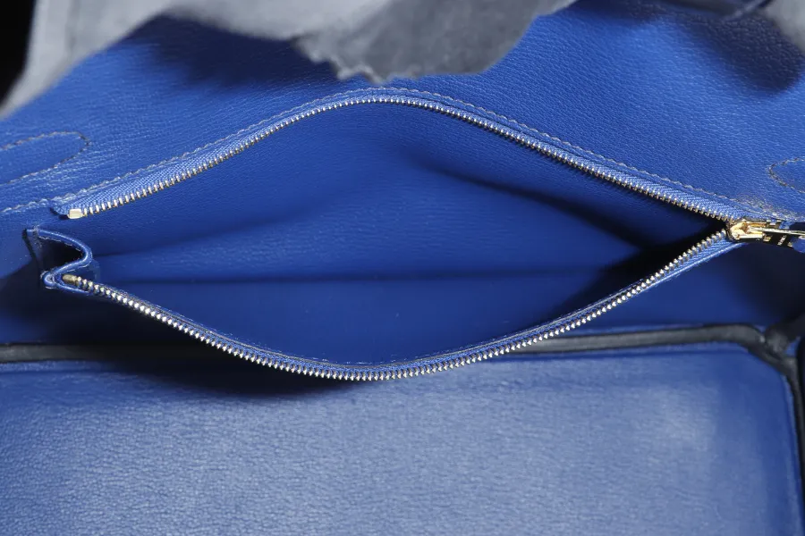 HERMES BIRKIN 30 STAMP C (YEAR 2018) TOUCH BLUE MARINE BLUE SAPPHIRE MATTE ALLIGATOR-NOVILLO LEATHER GOLD HARDWARE WITH KEYS,LOCK, RAINCOAT AND DUST COVER
