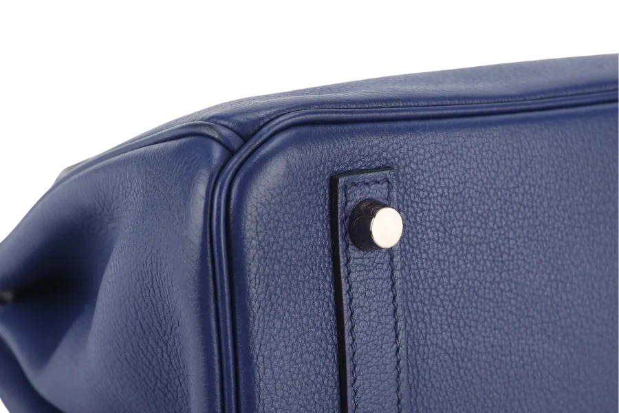 HERMES BIRKIN 30 STAMP C (YEAR 2018) TOUCH BLUE MARINE BLUE SAPPHIRE MATTE ALLIGATOR-NOVILLO LEATHER GOLD HARDWARE WITH KEYS,LOCK, RAINCOAT AND DUST COVER