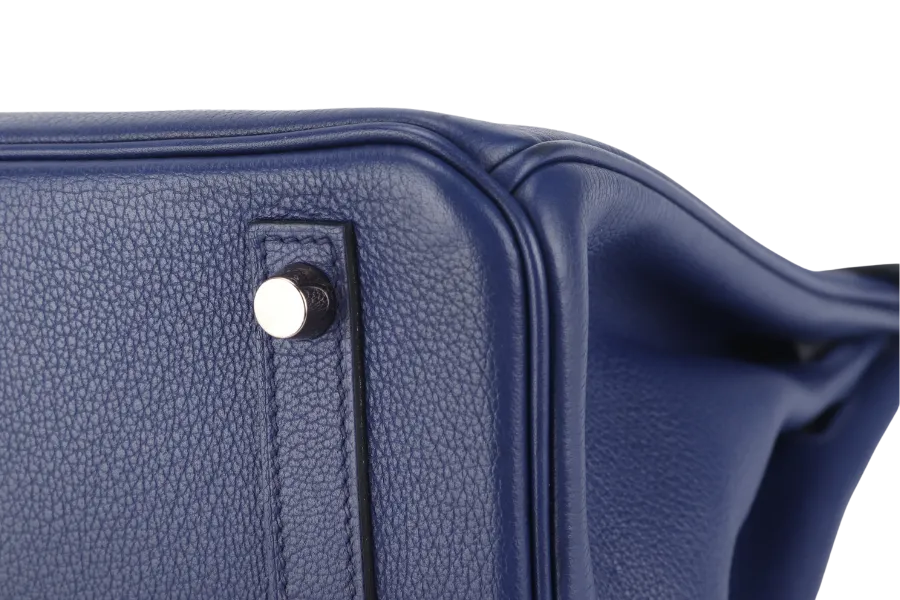 HERMES BIRKIN 30 STAMP C (YEAR 2018) TOUCH BLUE MARINE BLUE SAPPHIRE MATTE ALLIGATOR-NOVILLO LEATHER GOLD HARDWARE WITH KEYS,LOCK, RAINCOAT AND DUST COVER