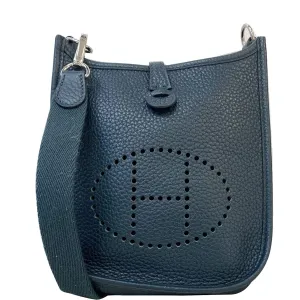 HERMES Evelyne TPM Clemence Leather Shoulder Bag Dark Green