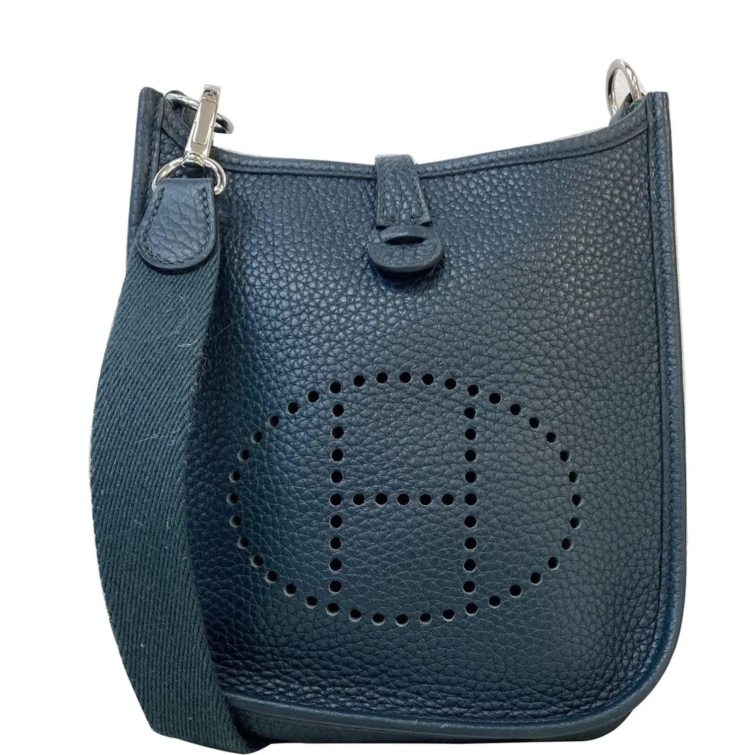 HERMES Evelyne TPM Clemence Leather Shoulder Bag Dark Green