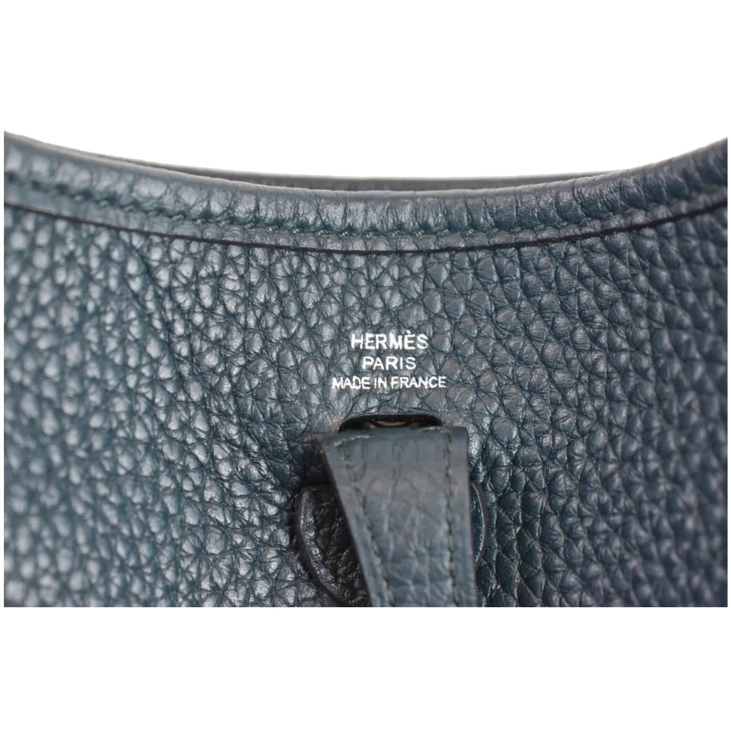 HERMES Evelyne TPM Clemence Leather Shoulder Bag Dark Green