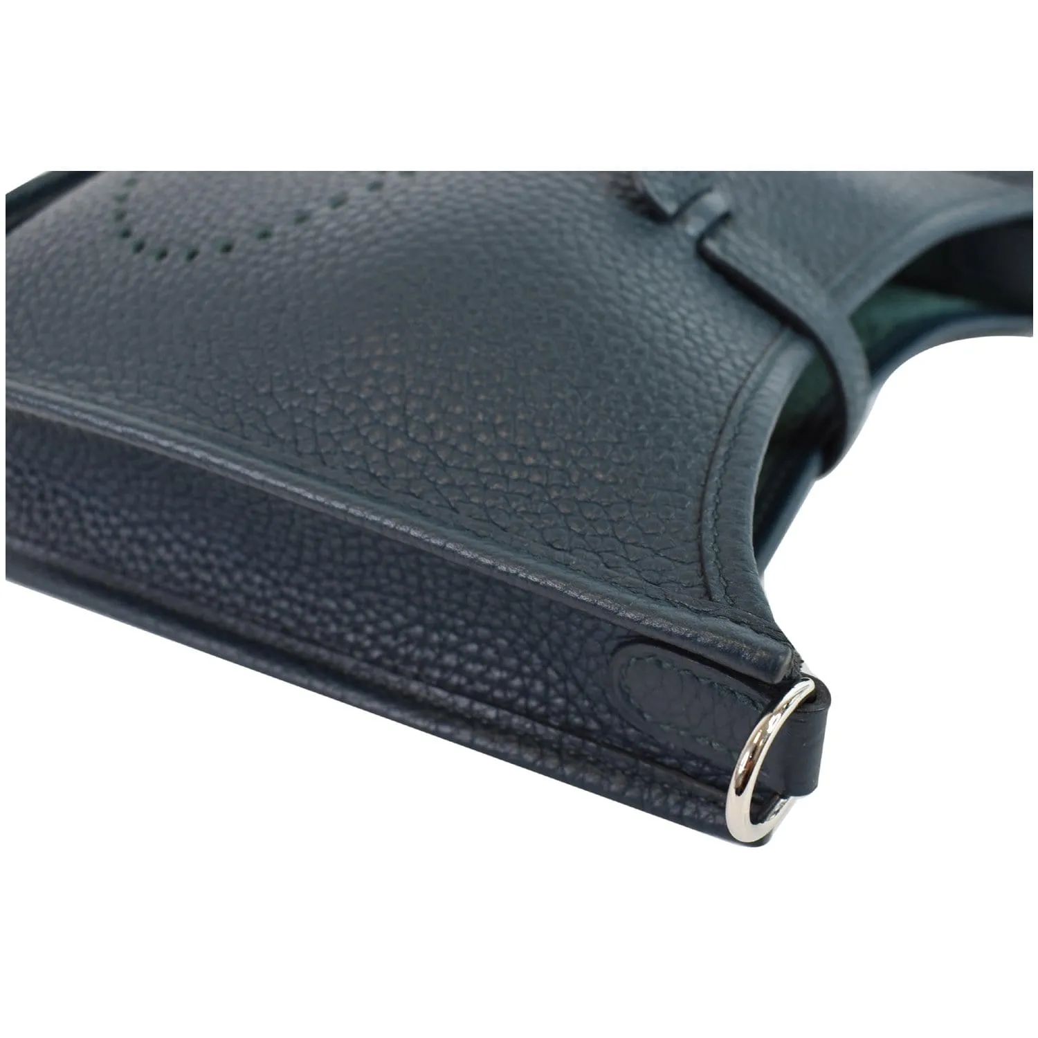 HERMES Evelyne TPM Clemence Leather Shoulder Bag Dark Green