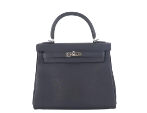 HERMES KELLY 25CM II CABAN 3Y COLOR TOGO LEATHER WITH SILVER HARDWARE STAMP U (2022) WITH TWO STRAPS WITH LOCK&KEYS, DUST COVER AND BOX