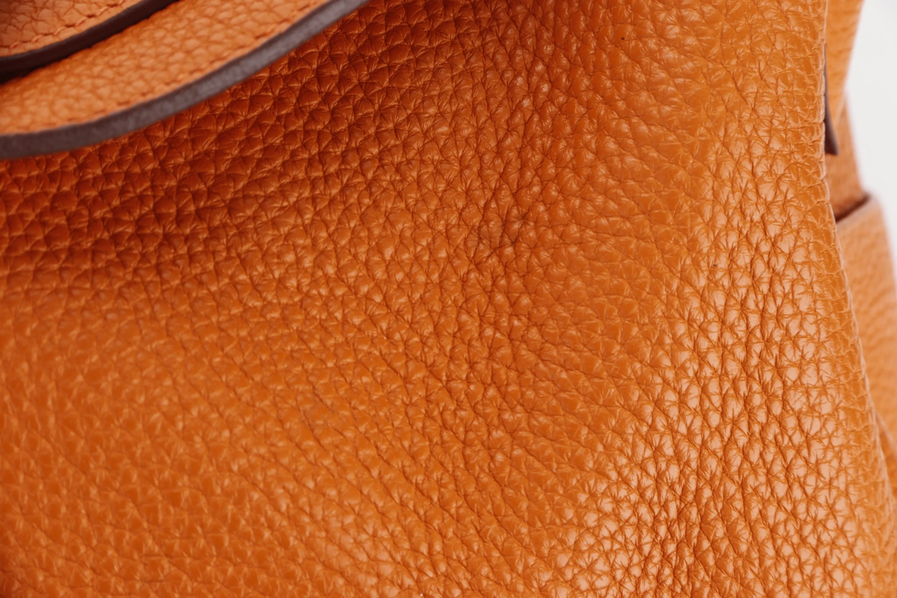 HERMES LINDY 30 (STAMP Q 2013) FEU COLOR CLEMENCE LEATHER PALLADIUM HARDWARE, WITH RAINCOAT & DUST COVER