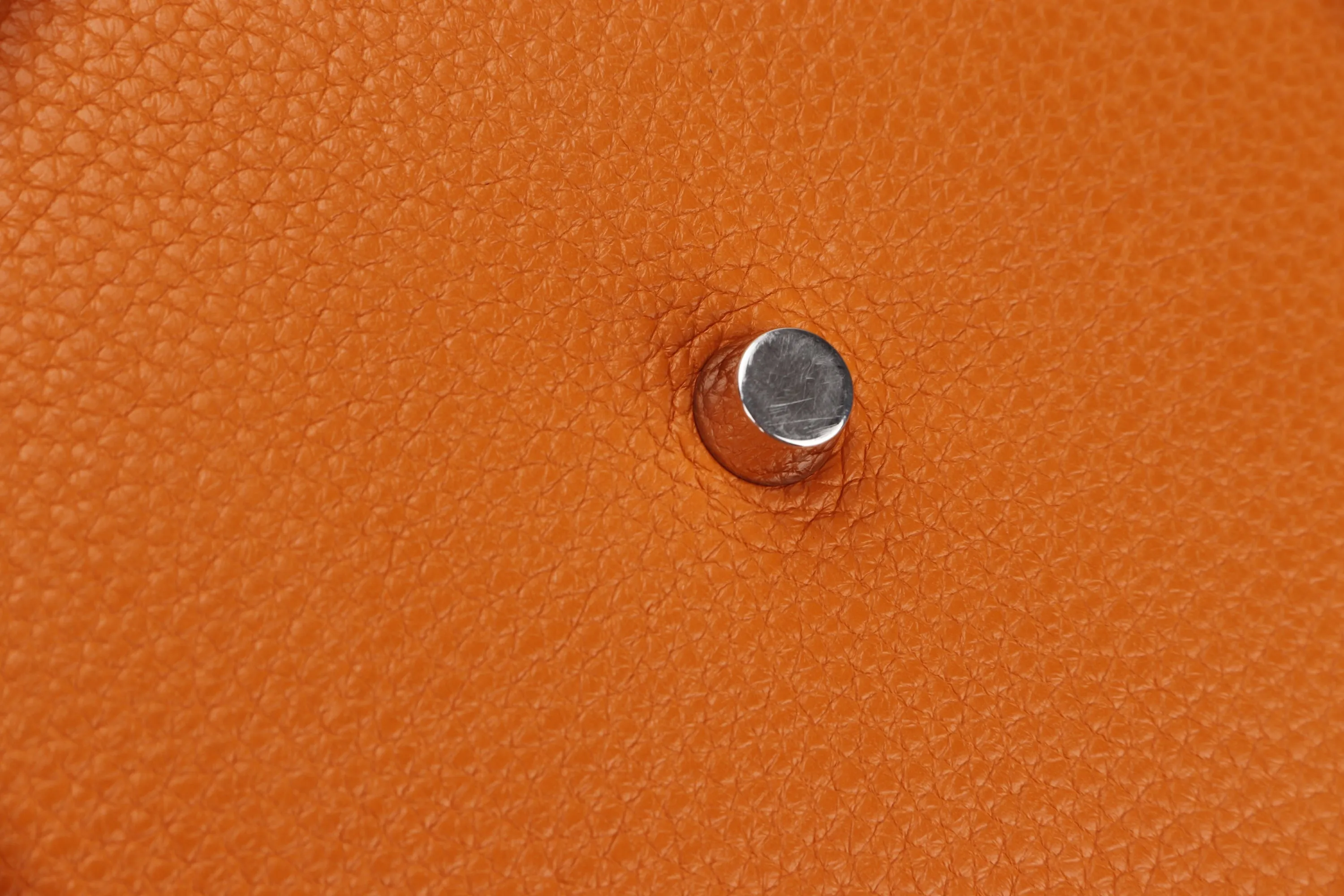HERMES LINDY 30 (STAMP Q 2013) FEU COLOR CLEMENCE LEATHER PALLADIUM HARDWARE, WITH RAINCOAT & DUST COVER