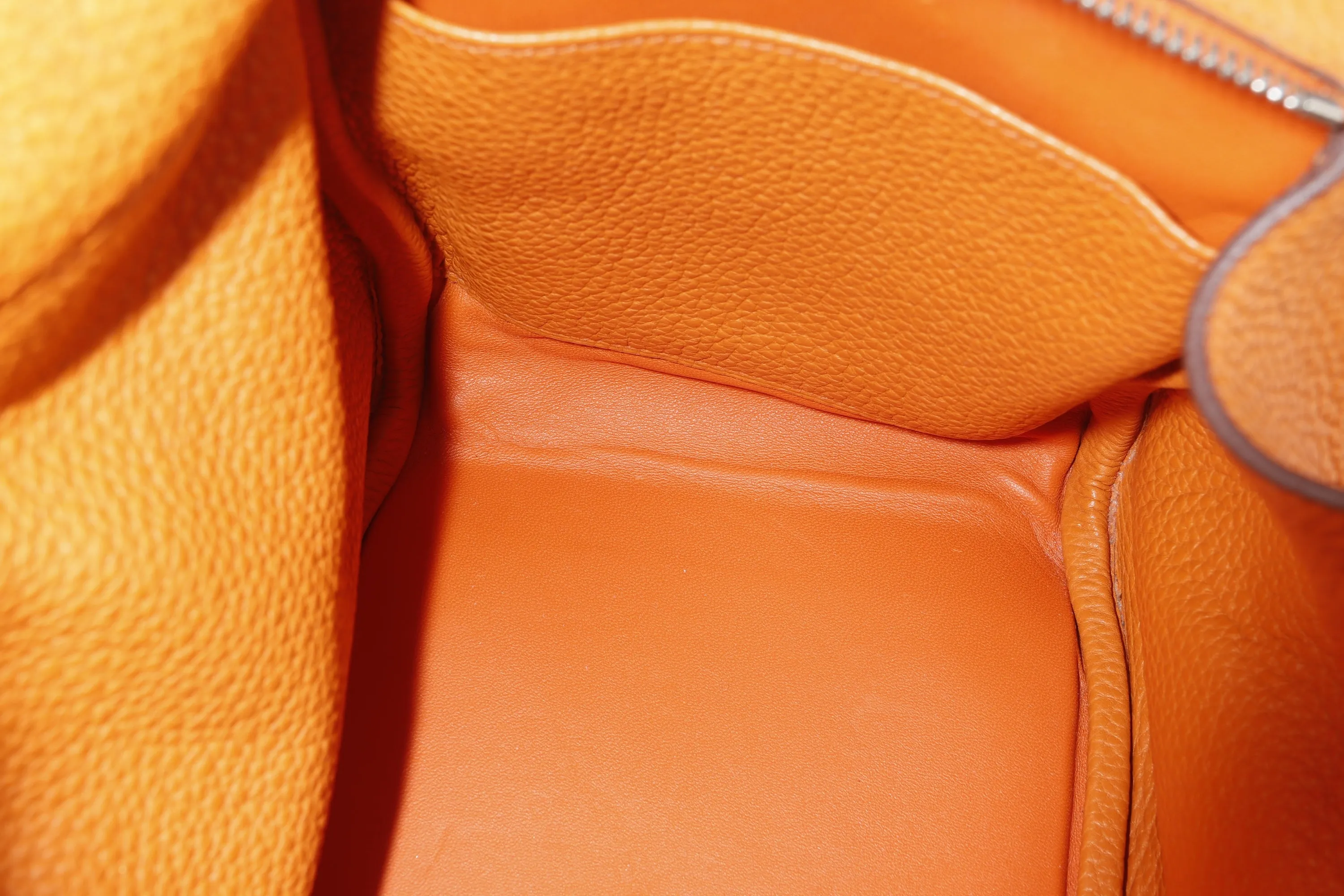 HERMES LINDY 30 (STAMP Q 2013) FEU COLOR CLEMENCE LEATHER PALLADIUM HARDWARE, WITH RAINCOAT & DUST COVER