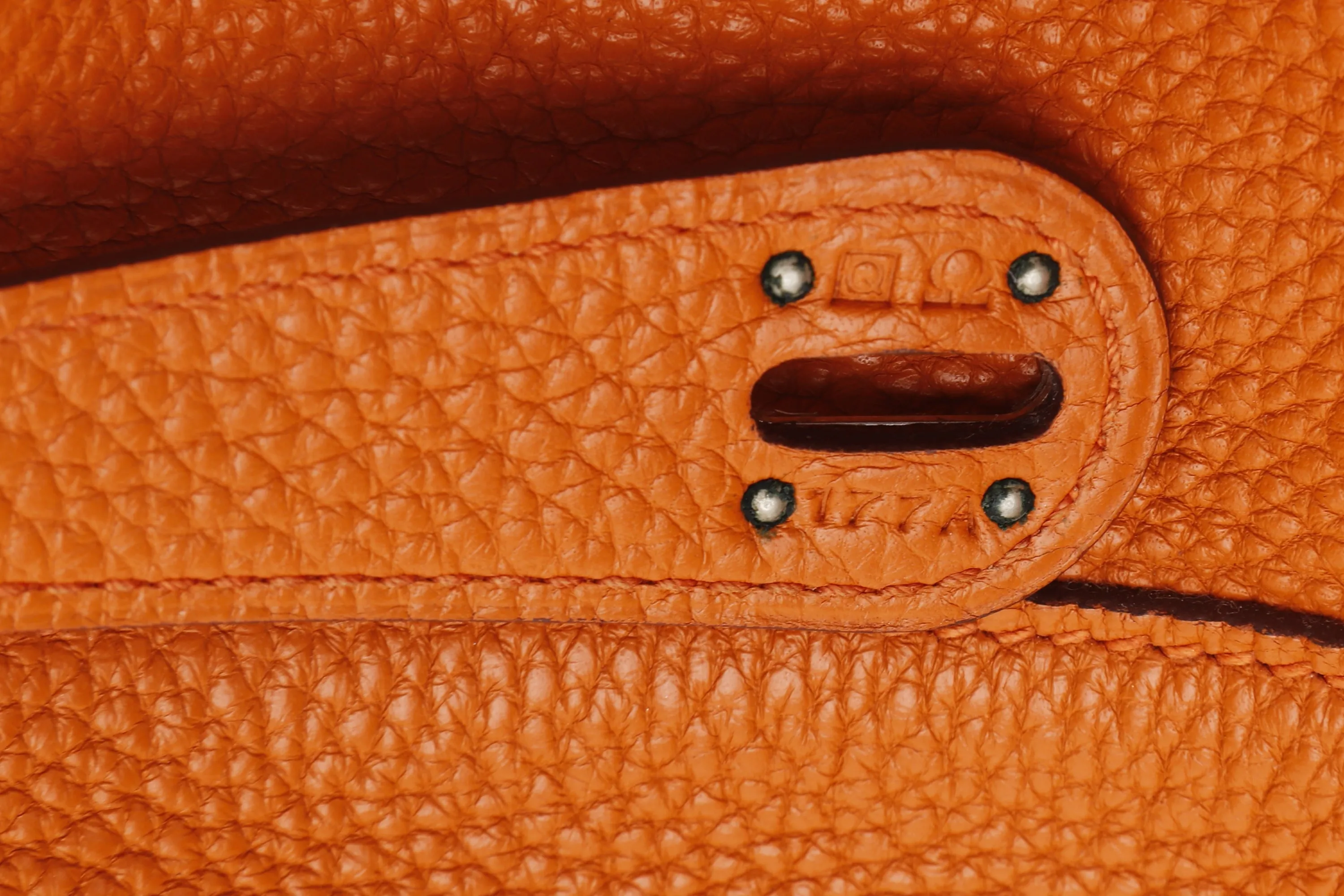 HERMES LINDY 30 (STAMP Q 2013) FEU COLOR CLEMENCE LEATHER PALLADIUM HARDWARE, WITH RAINCOAT & DUST COVER