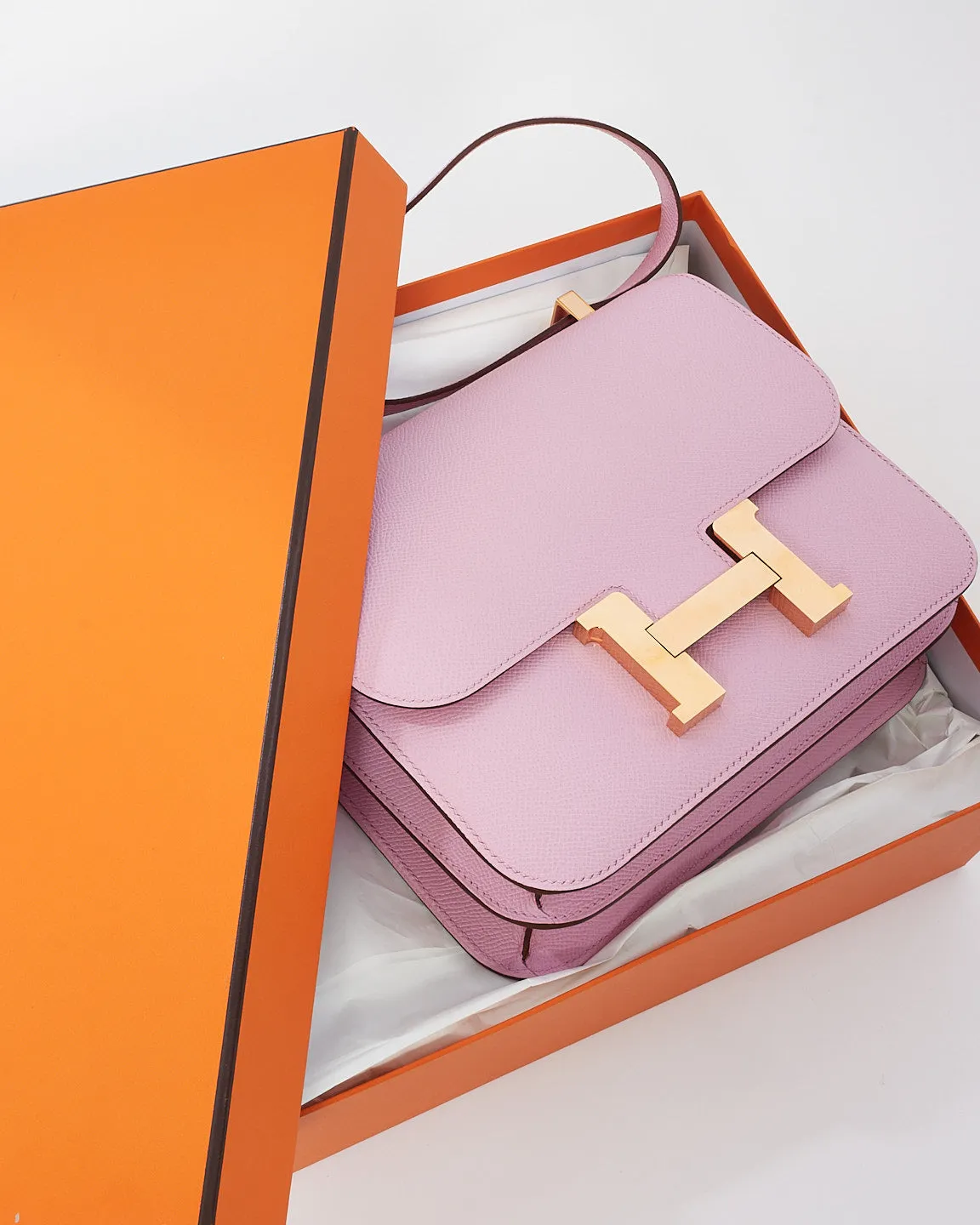 Hermès Mauve Sylvestre Epsom Constance 24 Rose Gold Hardware