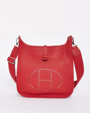 Hermès Red Clemence Leather Evelyne III PM Bag