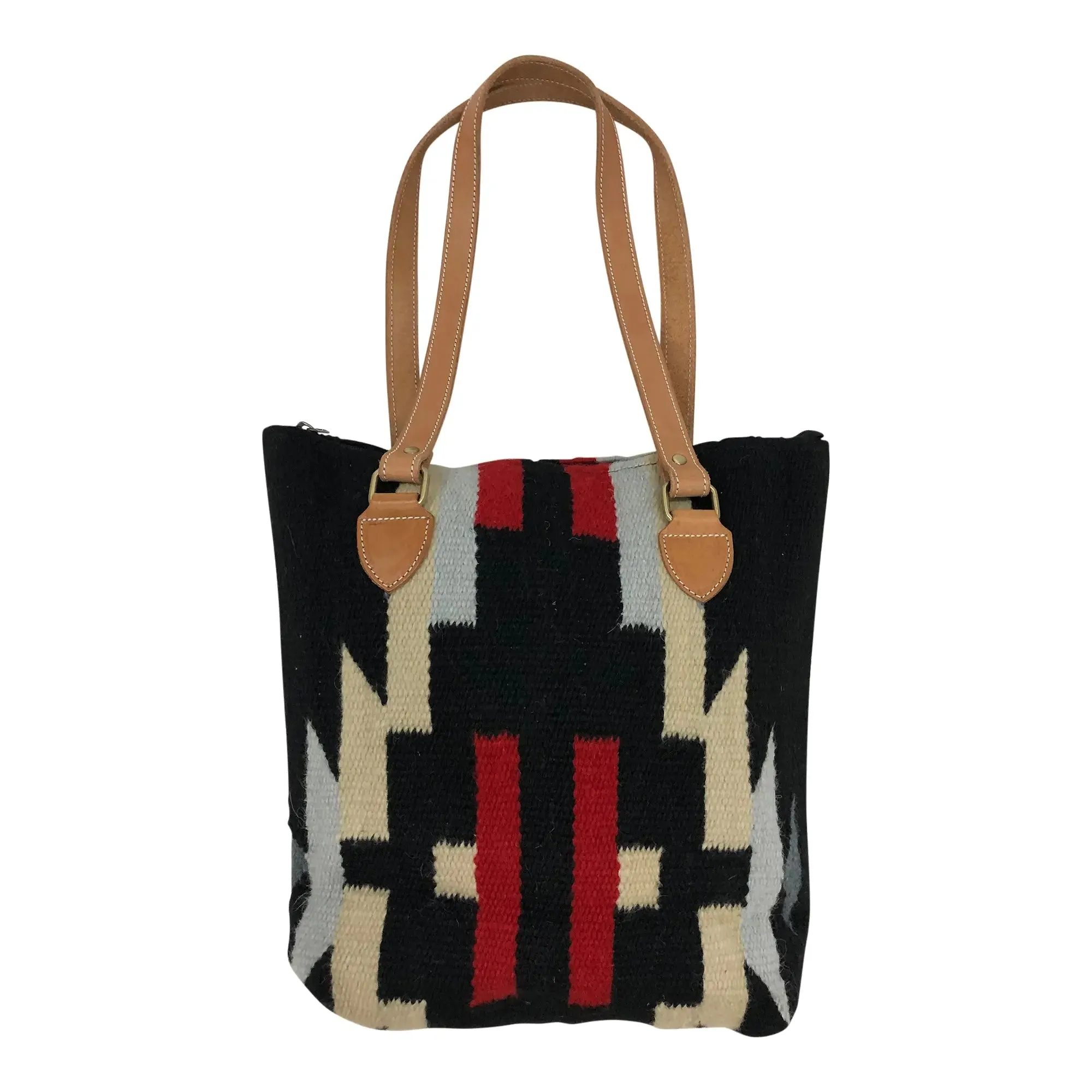 Huntley Black Navajo Southwestern Black Aztec Top Handle Tote Bag