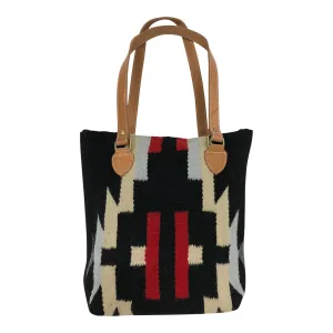 Huntley Black Navajo Southwestern Black Aztec Top Handle Tote Bag