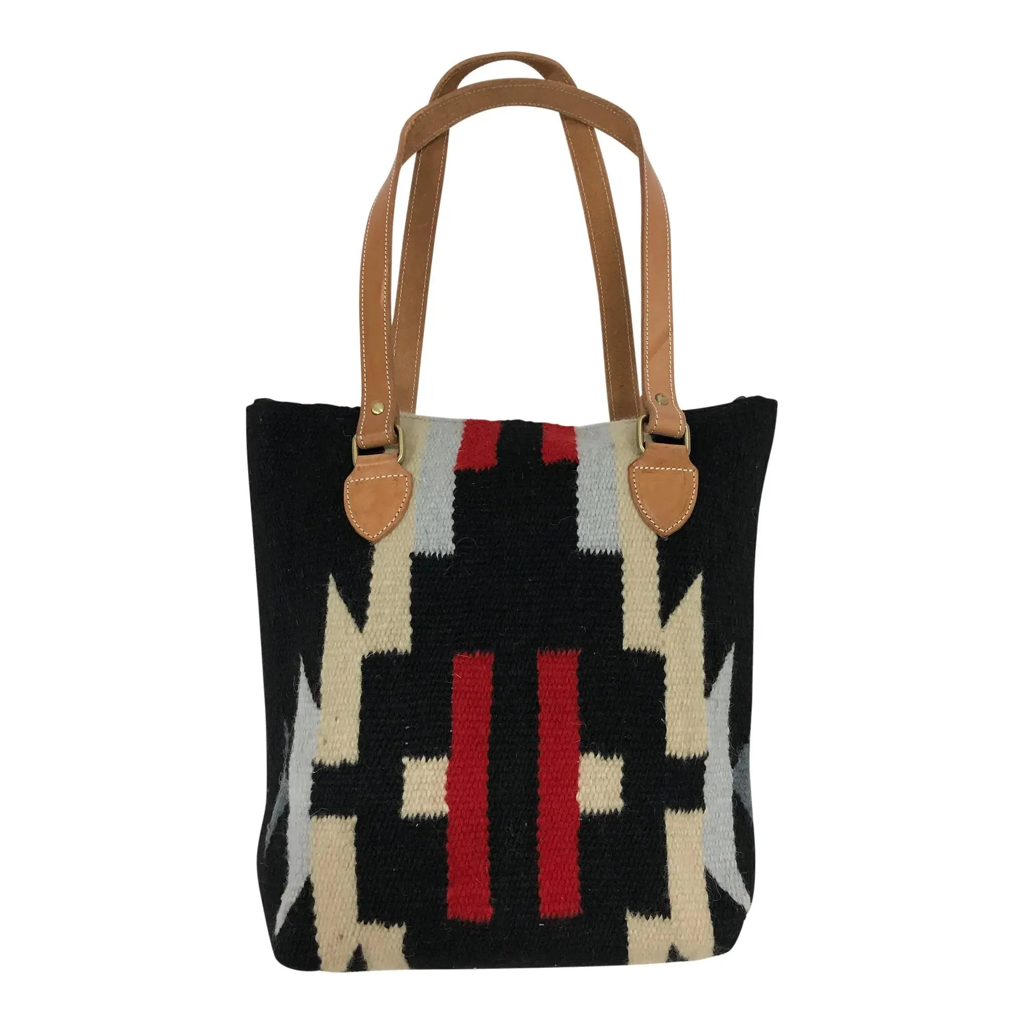 Huntley Black Navajo Southwestern Black Aztec Top Handle Tote Bag