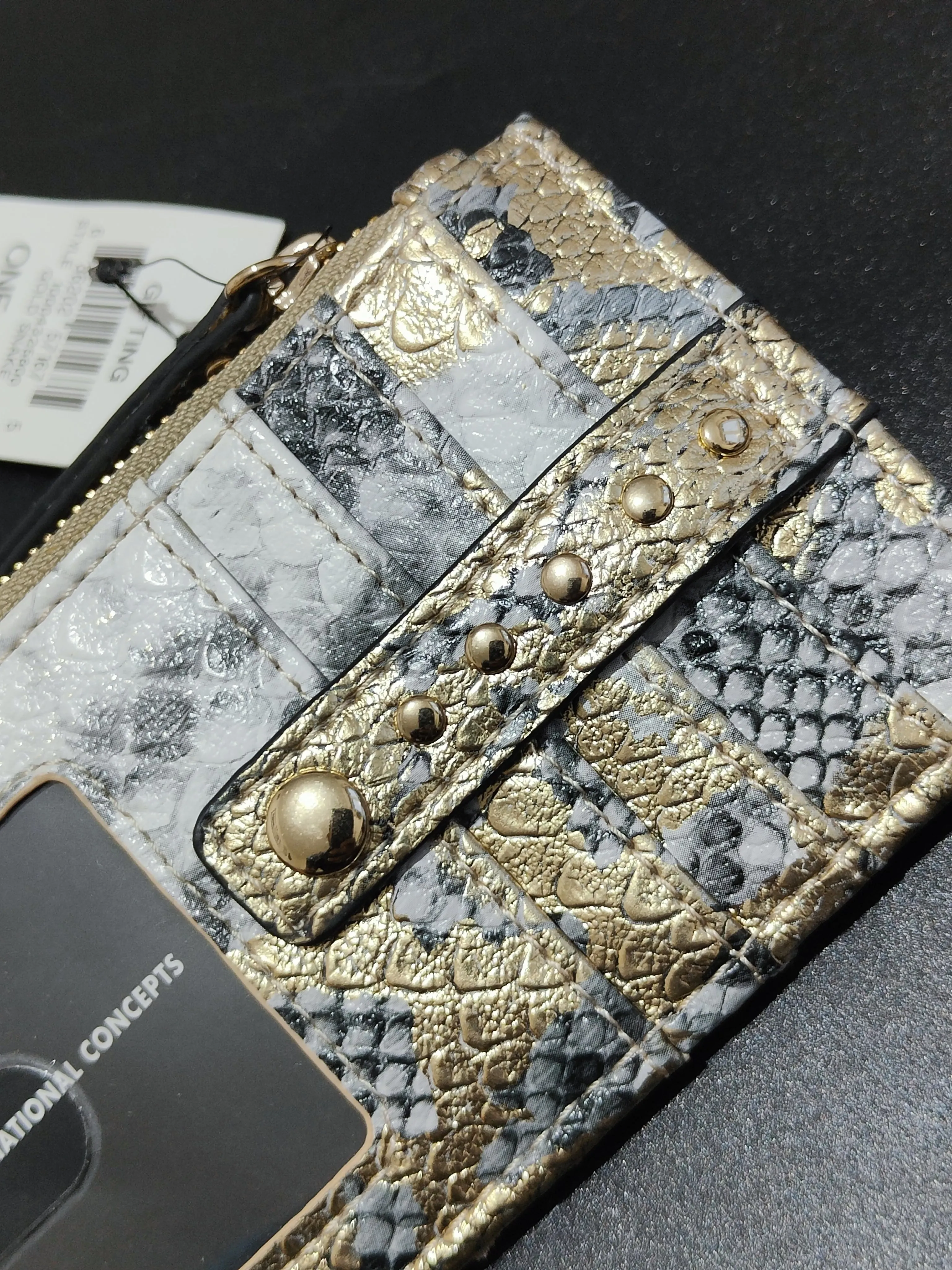 INC Gold Snakeskin Card Holder/Wallet