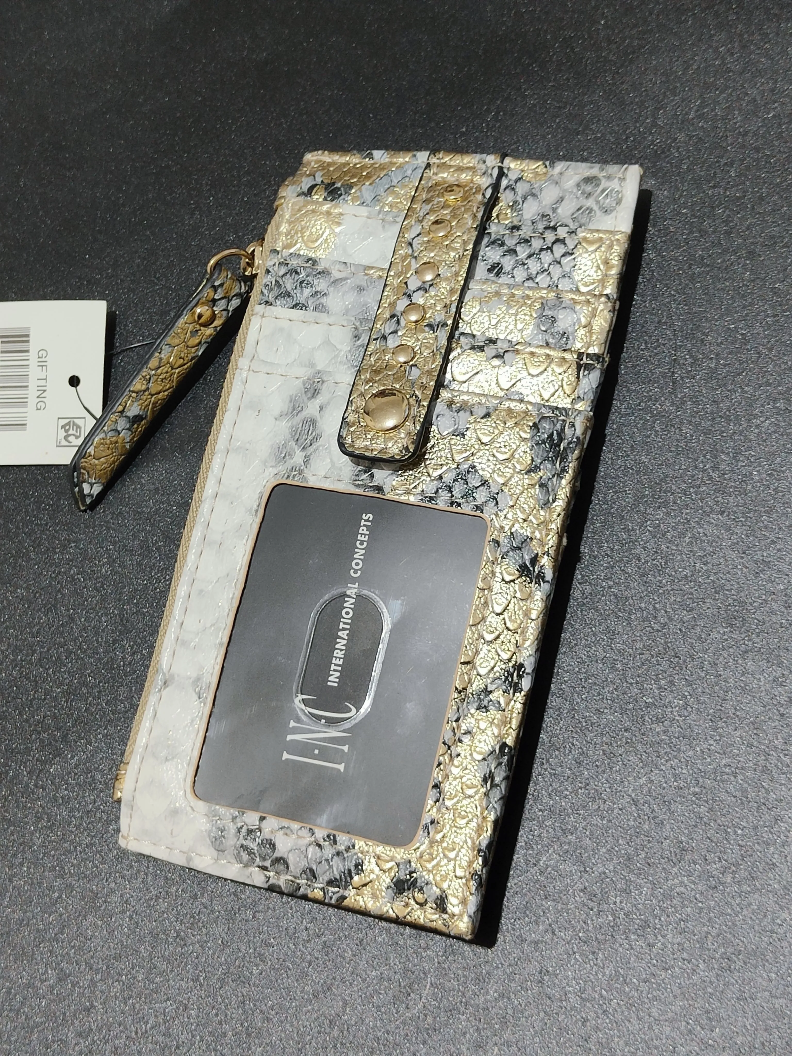 INC Gold Snakeskin Card Holder/Wallet