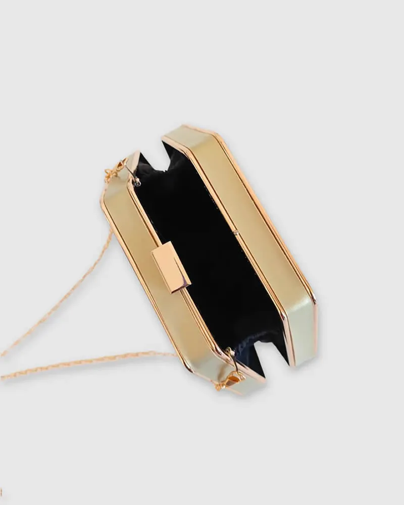 Izoa Claire Hexagon Clutch with Gold Hardware