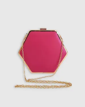 Izoa Claire Hexagon Clutch with Gold Hardware