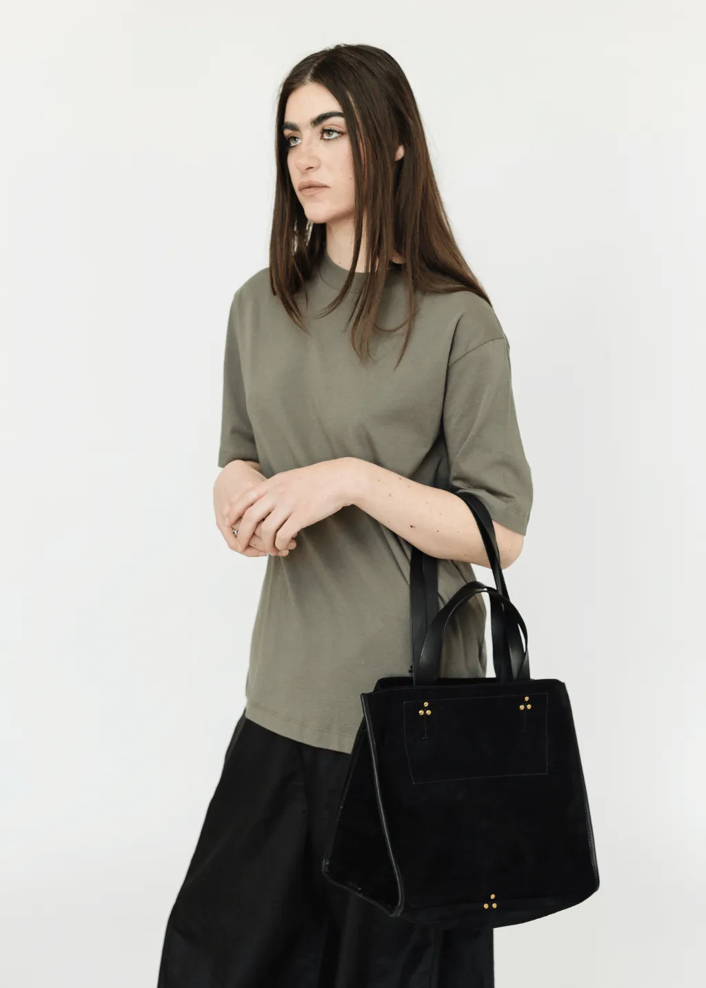 Jerome Dreyfuss Leon M Bag in Split Suede Noir