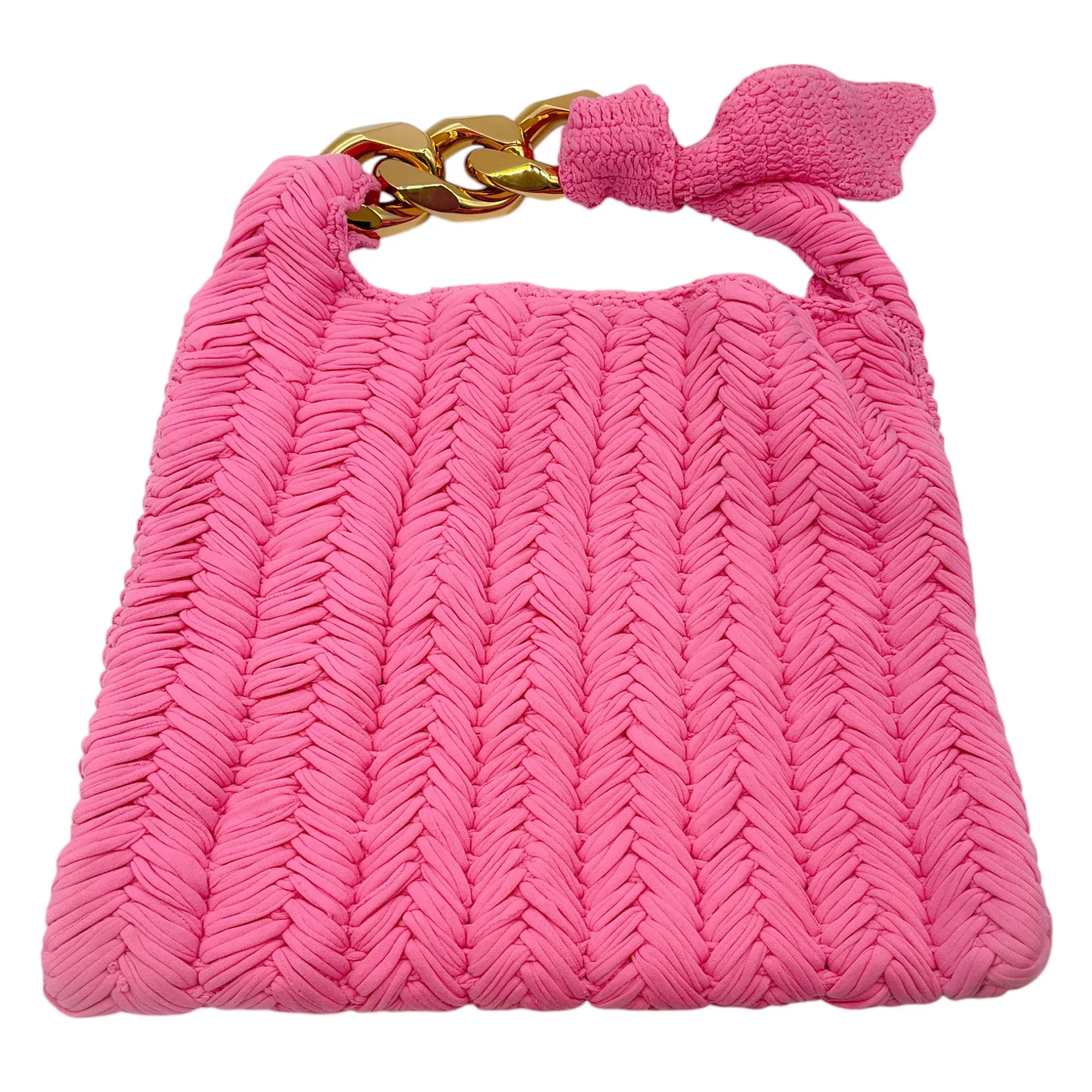 JW Anderson Pink Small Chain Hobo Knitted Shoulder Bag