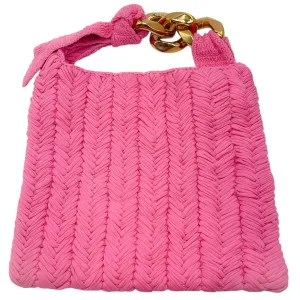 JW Anderson Pink Small Chain Hobo Knitted Shoulder Bag