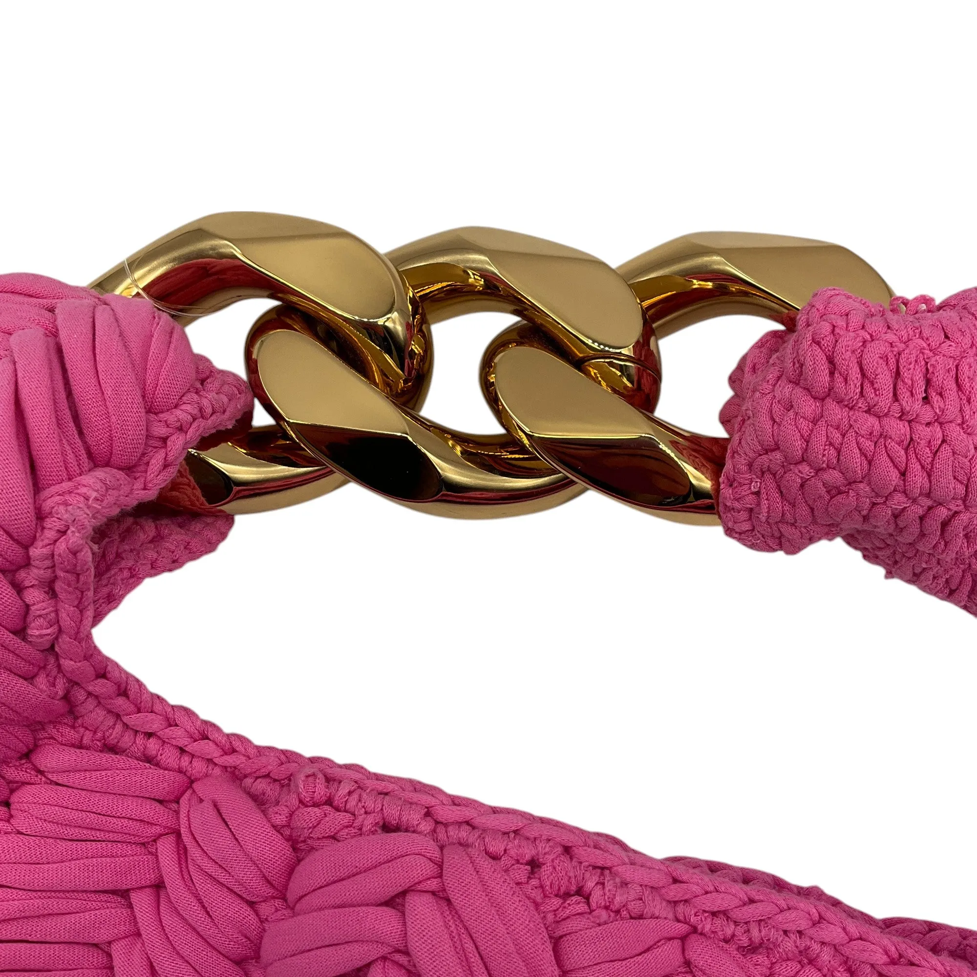 JW Anderson Pink Small Chain Hobo Knitted Shoulder Bag
