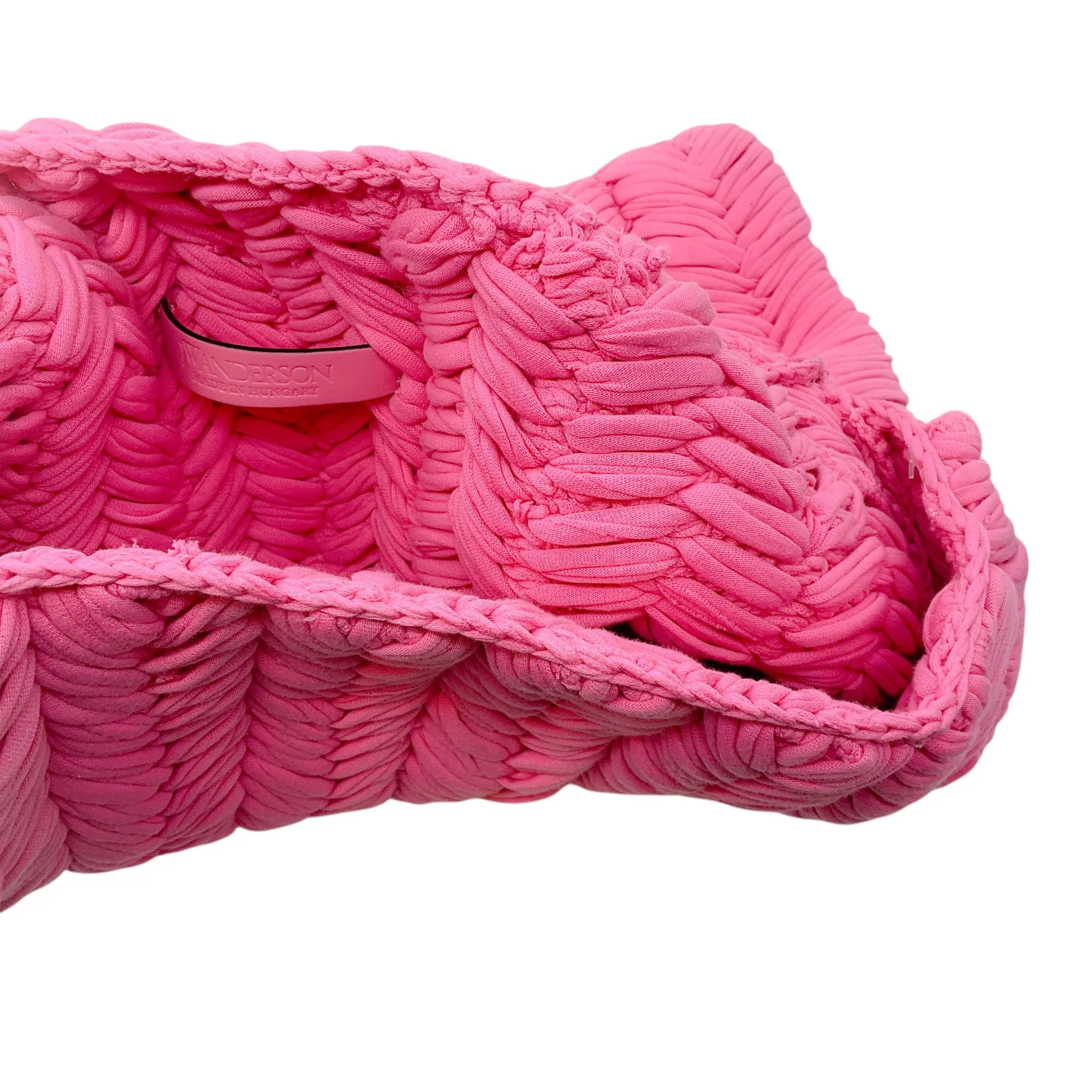 JW Anderson Pink Small Chain Hobo Knitted Shoulder Bag
