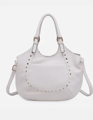 Kay Studded Hobo Bag in Off White