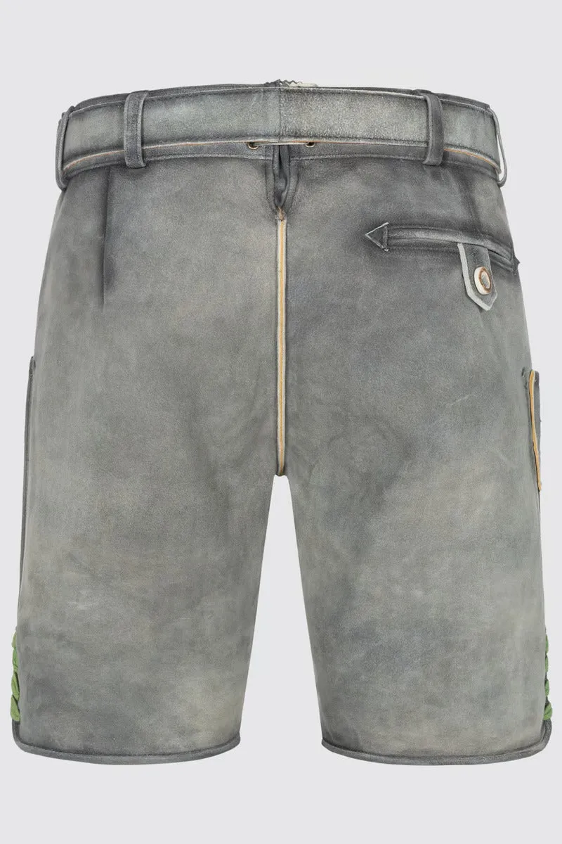 Kruger Men's Lederhosen "Charlie" with belt (gray w/green)