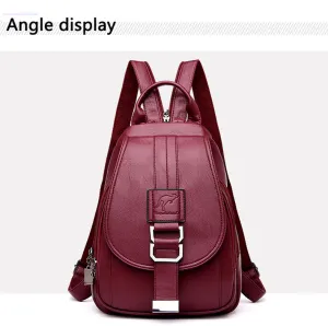 Large Capacity Leather School Backpack For Women