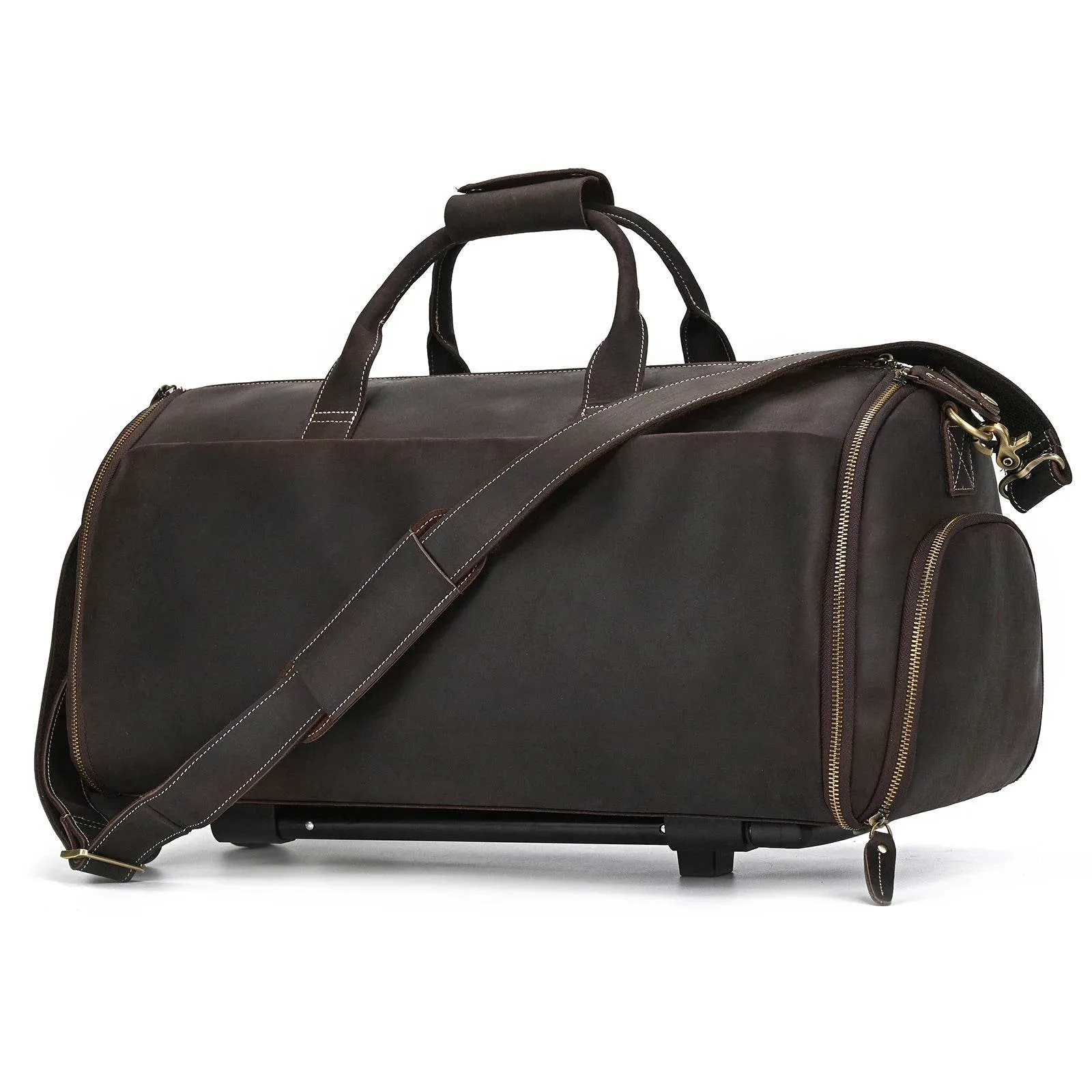 Large Capacity Leather Trolley Bag – Rolling Business Handbag