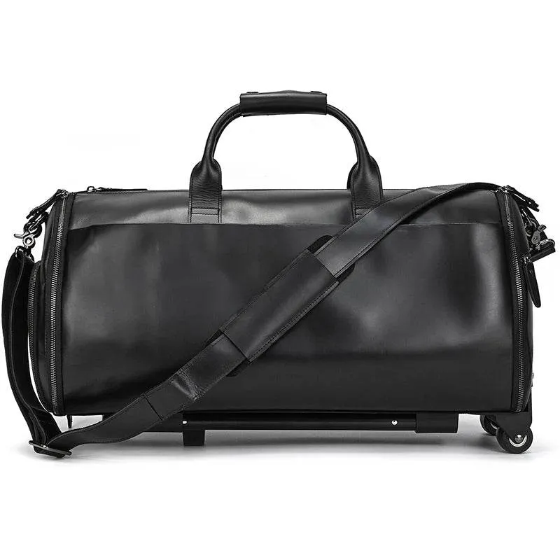 Large Capacity Leather Trolley Bag – Rolling Business Handbag